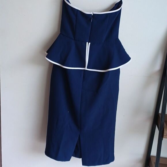 Eva Mendes Blue Midi strapless dress - Picture 3 of 3